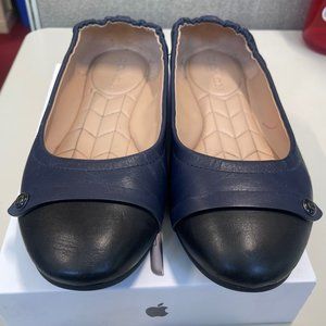 Coach Brandi Navy Blue Black Leather Women's Ballet Flats Size 10 G4378